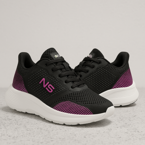 Zapatillas New Style – Art Milan (Negro/Fucsia)