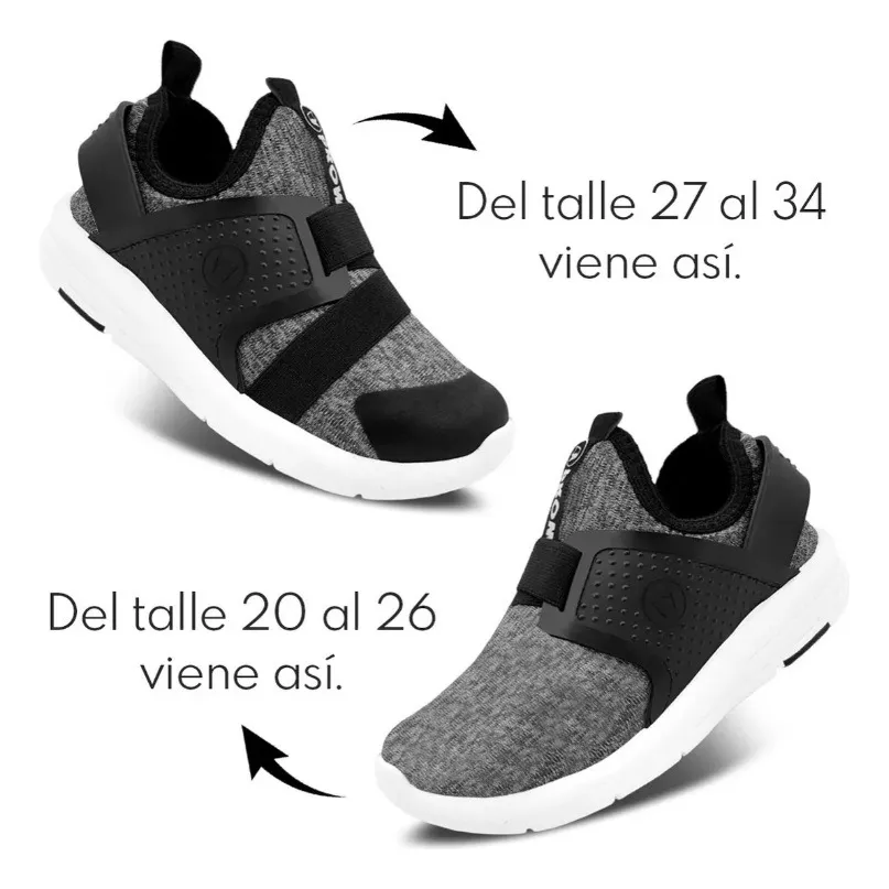 Zapatilla Prowess Elastizada Art 9105 Kids Gris-Negro | Talles 20–33