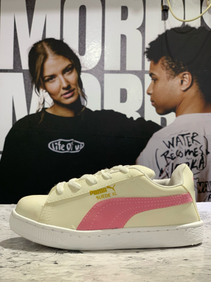 ๐ Zapatilla Urbana Beige con Rosa – Estilo Puma | Talles 27 al 34